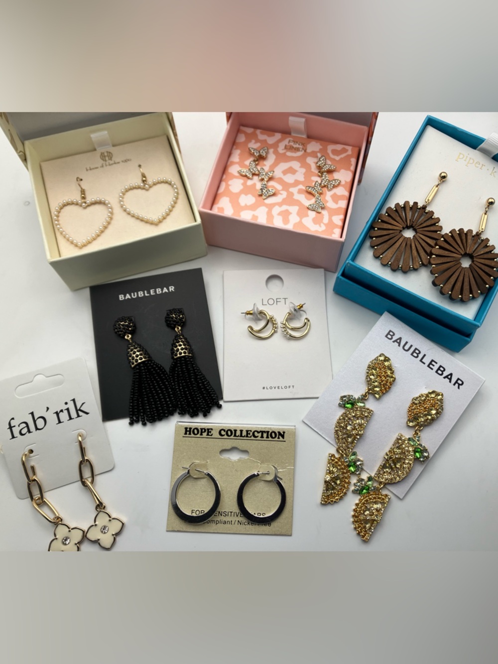 Designer Earring Bundle with House of Harlow 1960 Gold Pearl Heart Drop Earrings